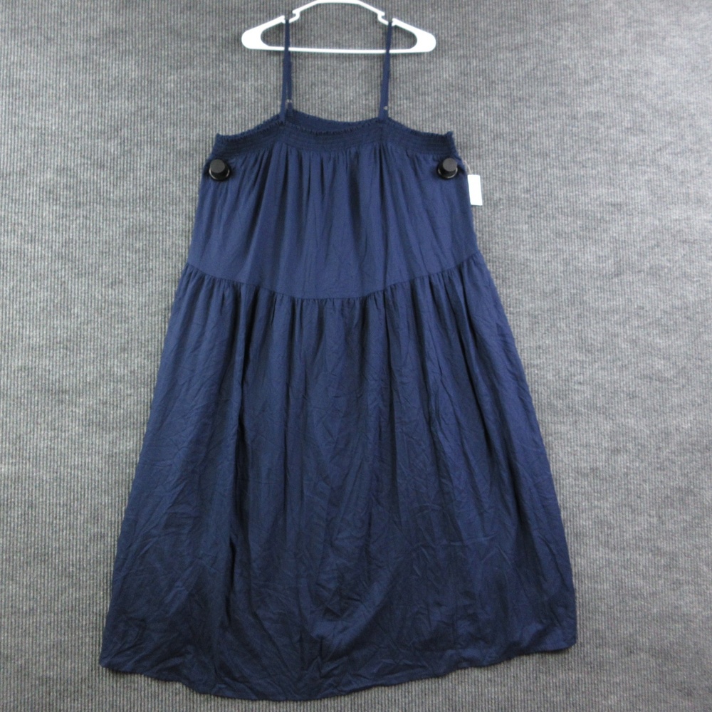 Old Navy Dress Womens 2XL Blue Sundress Maxi Square Neck Strappy Pockets NWT